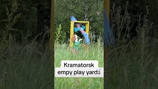 Empty play yard in Kramatorsk Ukrainie, is waiting for children to come back