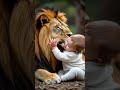 cute baby play with lion #funnyanimals #fun #fry #cutebaby #shortvideo #sabscribe