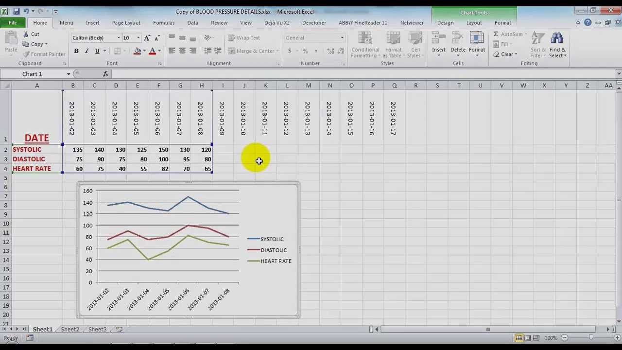 A simple line chart for 3 values in Microsoft Excel 2010 - YouTube