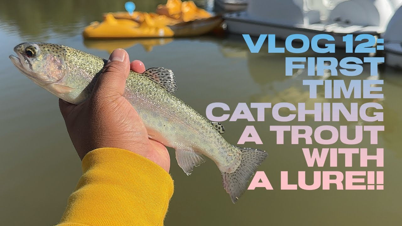 VLOG 12: FIRST TIME CATCHING A TROUT WITH A MINI JIG (TROUT MAGNET) !! Yorba Linda Lake Fishing