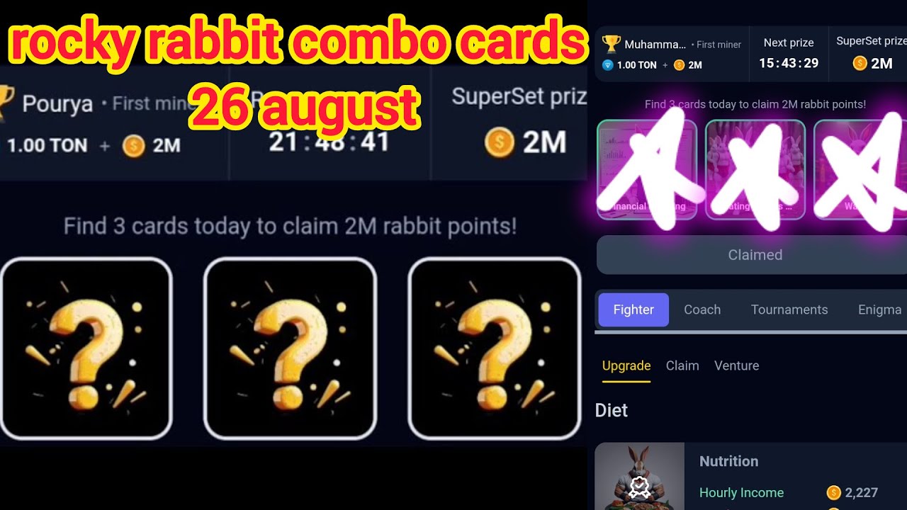 rocky rabbit combo cards | 26 august #rockyrabbitdailycombo #earmoney # ...