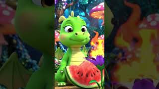 Dragon’s Sweet Treat! 😋#shorts #cute #dragon #watermelon #animation#funny#kidsvideo #viral #trending