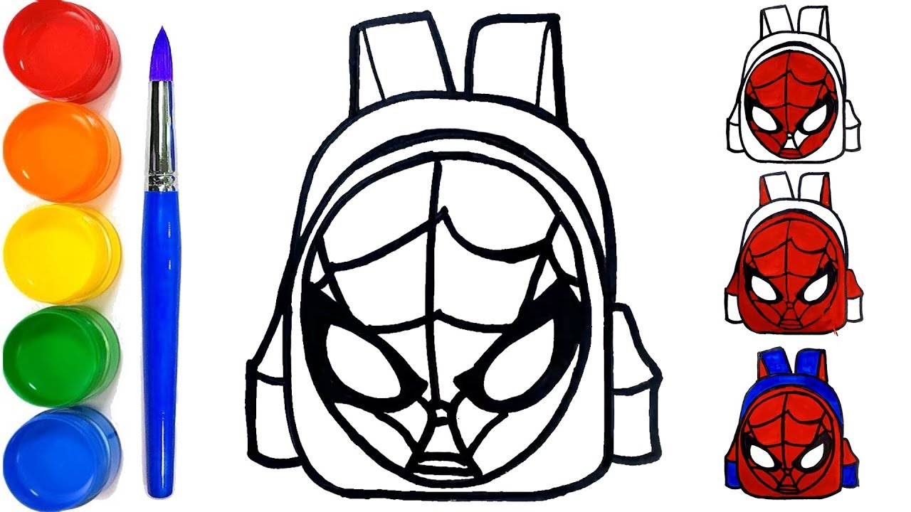 Spider Man Mask School Bag Drawing and Coloring for Kids, Toddlers | Craft Hero 🌈