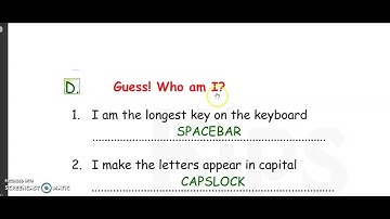 Class 1 ch 5 icon7 Worksheet part 2 (The Keyboard)