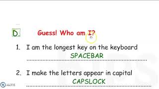 Class 1 ch 5 icon7 Worksheet part 2 (The Keyboard)