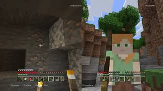 Minecraft ps4 edition part 2 multiplayer split screen with my sister my slime died