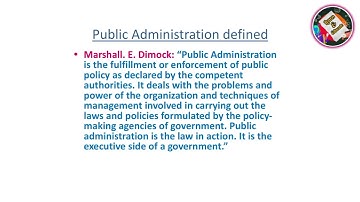 Marshall E..Dimock defined Public Administration. @learneducate5912 