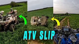 Atv Rider Slips And Turns At A Corner Then Recovers