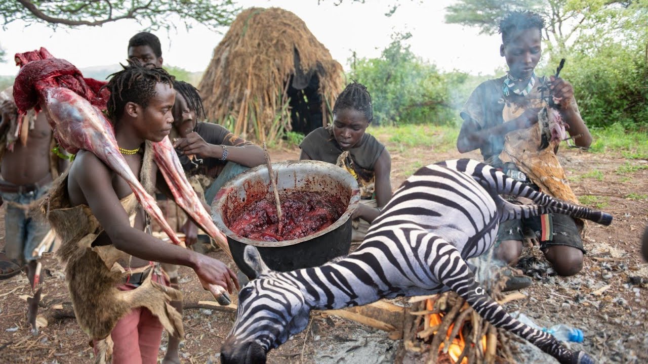 36Hrs With Hadzabe Tribe Hunting Baboons,Bushpigs and Wild Cooking || Hadza Documentary