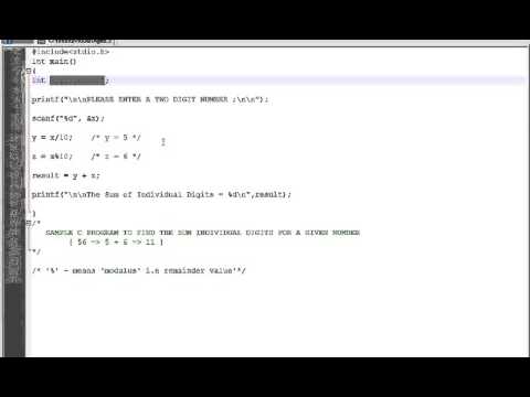 TAMIL C PROGRAM SUM OF TWO INDIVIDUAL DIGITS EXAMPLE DEMO