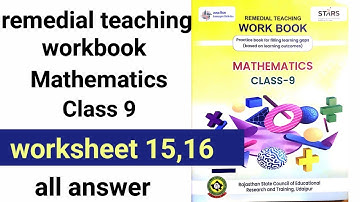 Class 9 maths remedial teaching workbook 2025-26 English medium worksheet 15,16 answer 
