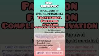 Transitional Partition Function Msc Chemistry Physical Chemistry