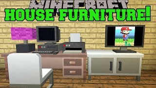 Minecraft: HOUSE FURNITURE!!! (WORKING TELEVISION, PC, CHAIRS, PRINTER, LAMPS, & MORE!) Mod Showcase