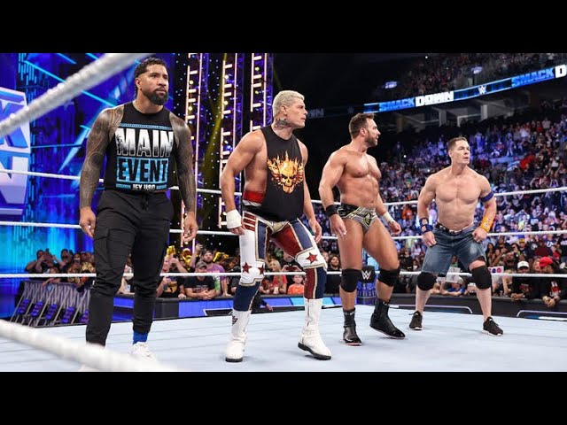 Cena Cody Knight u0026 Jey Fight The Bloodline u0026 Judgement Day – WWE Smackdown 10/6/23 (Full Segment) class=