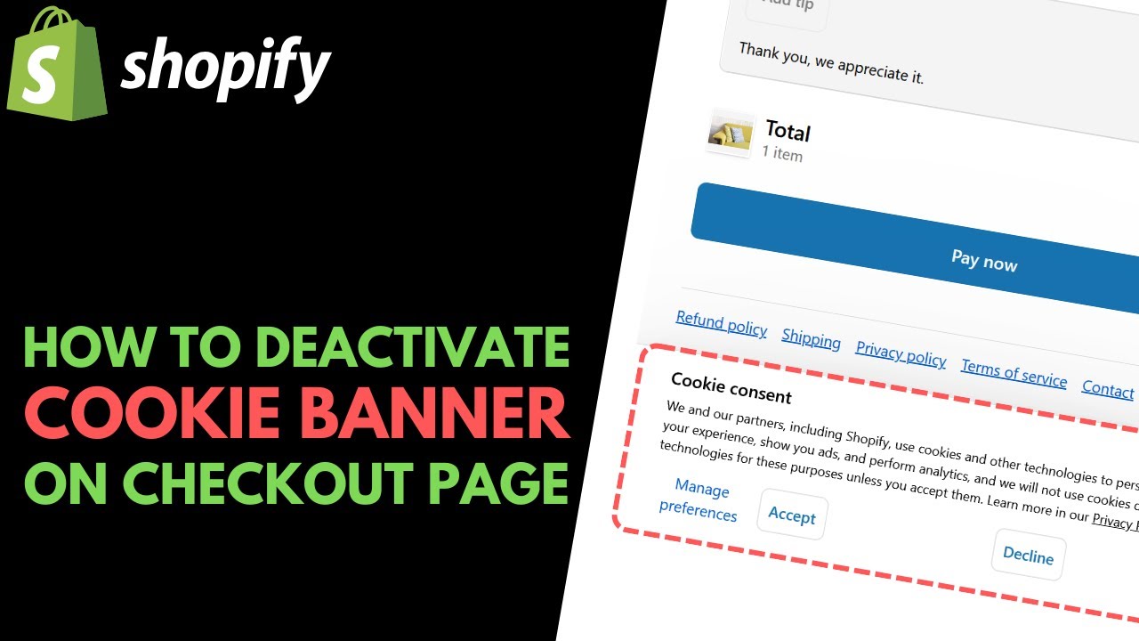 Shopify: Как отключить баннер с уведомлением о файлах cookie (баннер конфиденциальности) на стран...