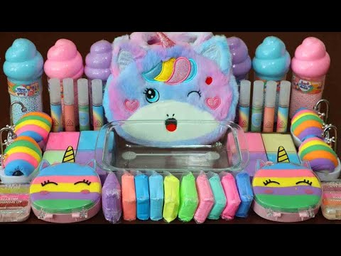 Mixing”<strong>Unicorn</strong>” Eyeshadow and Makeup,parts,glitter Into Slime!Satisfying Slime Video!★ASMR★