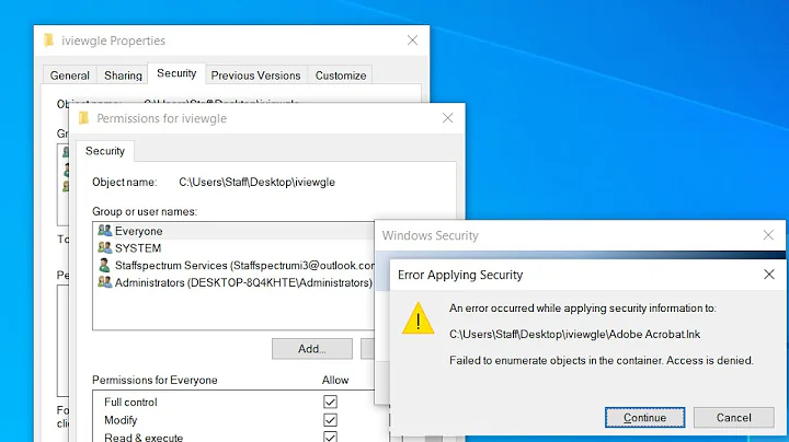 Error Applying Security Failed to Enumerate Objects in the Container. Access is denied {Simple FIX}