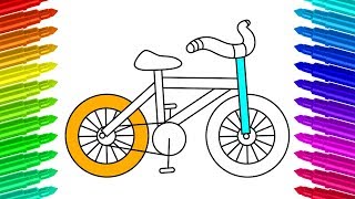How to Draw and Color a Bicycle - Bike Coloring Pages for Kids - Learn to Color