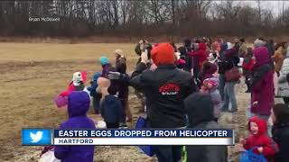 Easter eggs dropped from Helicopter