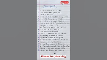 Thumbnail of About Myself | Ten Lines About Myself | Essay On Myself In English | #shorts
