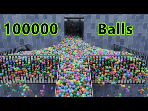 100,000 Color Balls on stairs | Blender Rigid body simulation