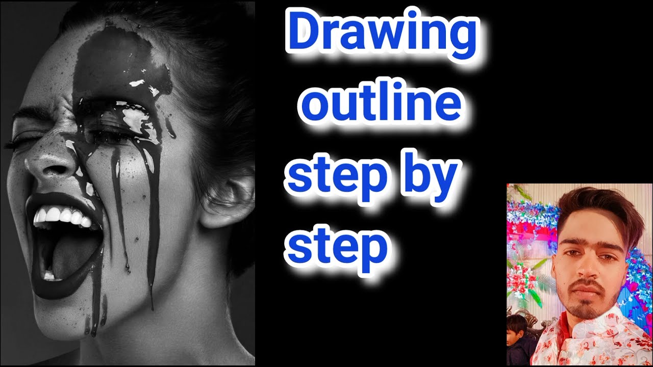 Drawing face outline of screaming girl 😫