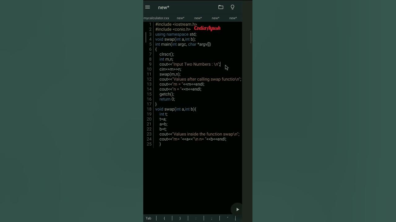 Call by value function swap in c oop c codiaayush shorts youtube