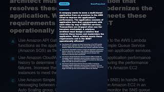 A company wants to move a multi-tiered application from on premises to the... | AWS SAA-C03 #Shorts