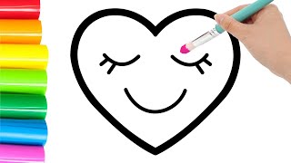 Draw Hearts With Rainbow Colors For Children.