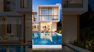 Modern Minimalist Villa Design Luxury Residence With Arches, Wood Water Feature