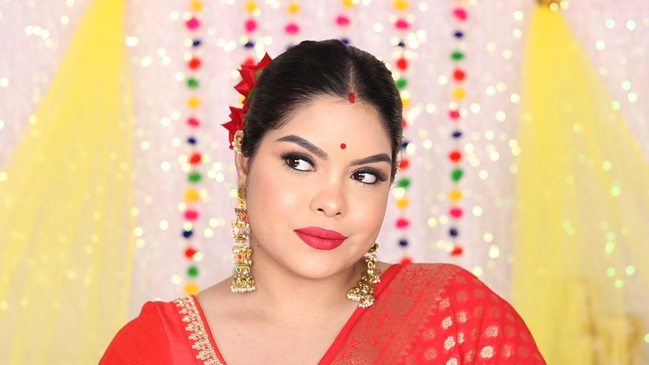 Durga Pujo Special Look | Step-by-Step GRWM with Blue Heaven | Affordable Makeup for Festive Season