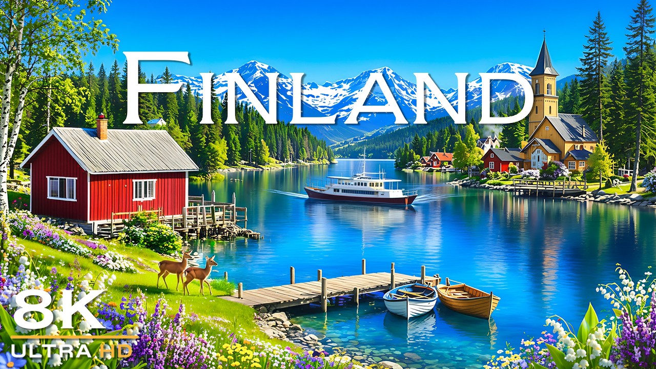 Finland 8K | Cinematic Nordic Summer Landscapes, Red Cabins
