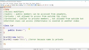 Access Modifiers in PHP Object Oriented (Code)