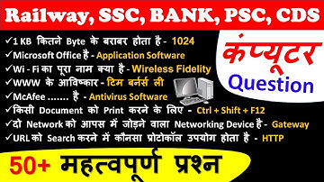 Computer Questions | कंप्यूटर के 50+ महत्त्वपूर्ण MCQ प्रश्न | SSC, Railway, Patwari, PSC, Bank