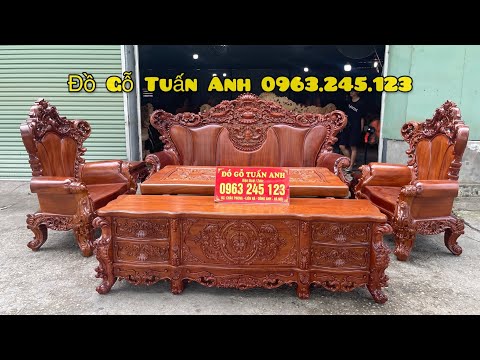 Video Combo Bộ Hoàng Gia Nguyên Khối, Kệ Luis Gỗ Gõ Đỏ - youtube