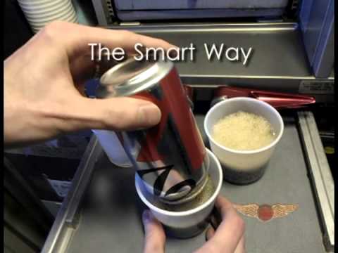 Pouring Diet Coke on an airplane