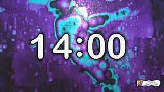 14 Minute Timer ⏱️ | No Background Music | Calm Aqua &amp; Purple Visual Countdown