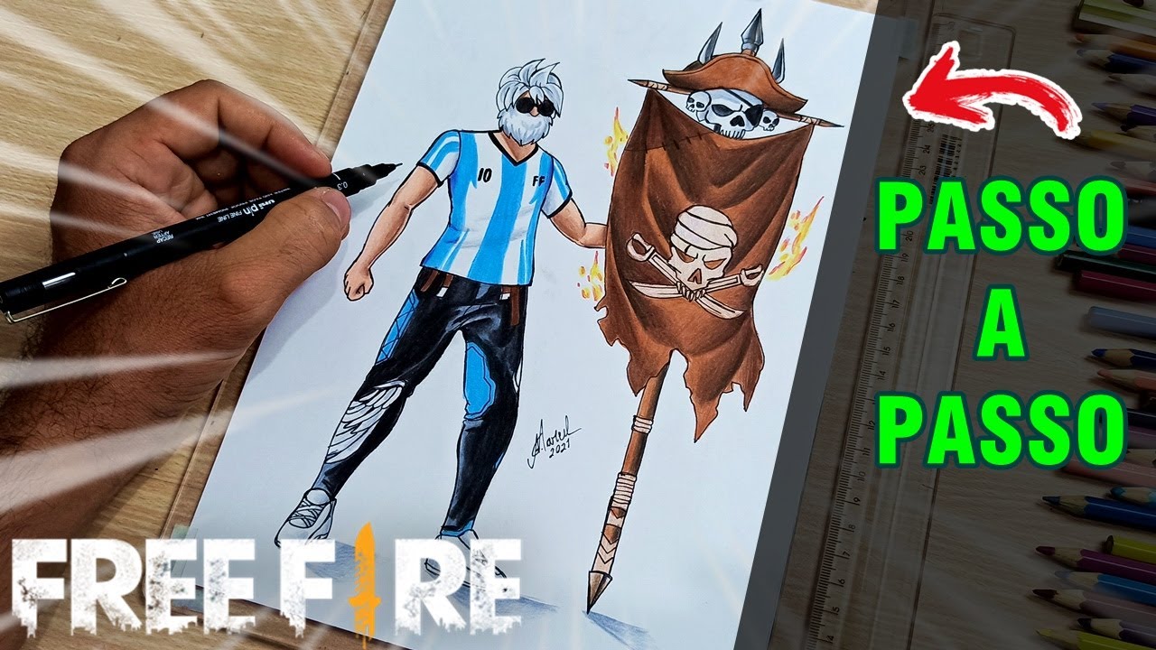 COMO DESENHAR A MOCO FREE FIRE - How to Draw Free Fire 
