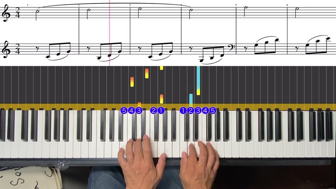ピアノ初級者 バイエル55番 楽譜付き 96 両手 右手 左手の順で再生されます Youtube