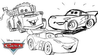 How to Draw Lightning McQueen, Mater & Cruz Ramirez | Pixar Cars