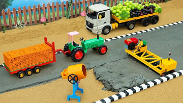 Mini Truck & Grader Making Concrete Road | DIY Road Construction Project