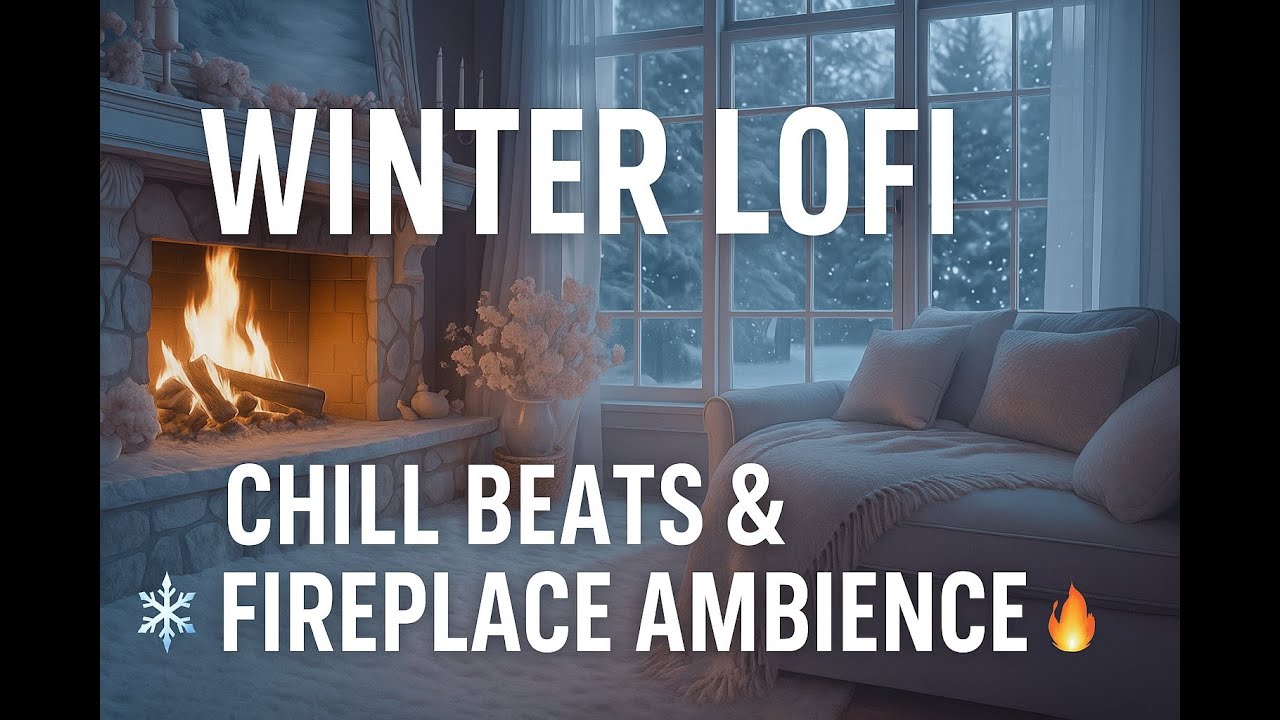 Cozy Winter Lofi Nights ❄️ Fireplace Ambience, Snowfall & Chill Beats to Relax/Study