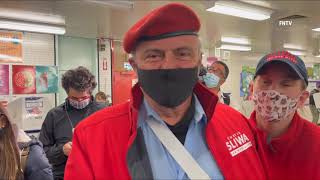 Mayoral Candidate Curtis Sliwa Votes with his Kitten and Wife