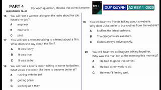 A2 KEY 1 2020 - TEST1 PART4 2020
