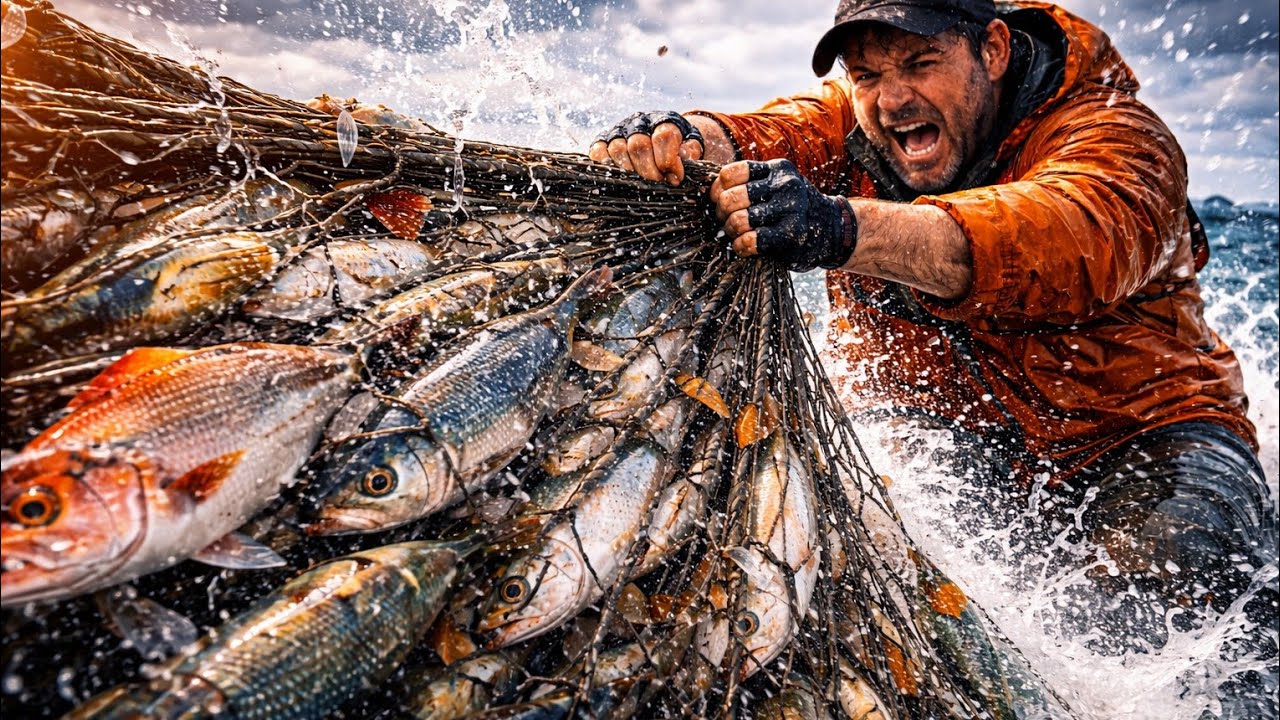 Fishing Techniques: How to trap stream fish and Traditional fish with Net catch a last half fish;