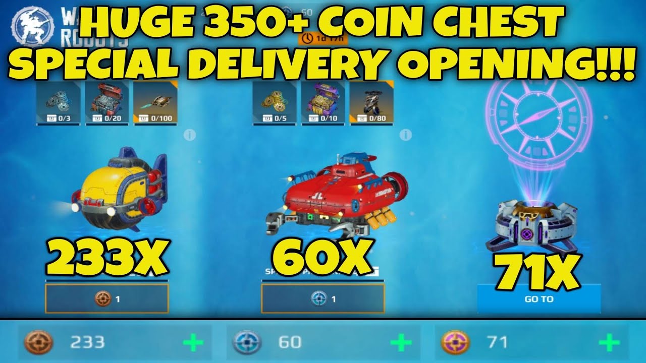 MASSIVE 350+ COIN CHEST SPECIAL DELIVERY OPENING IN WAR ROBOTS!!! RETRO TREASURES EVENT!