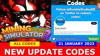 NEW UPDATE CODES [🚨 UPDATE 28 🚨] ALL CODES! Mining Simulator 2 ROBLOX | January 21, 2023