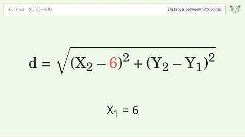 Find the distance between two points p1 (6,5) and p2 (-6,9): Step-by-Step Video Solution