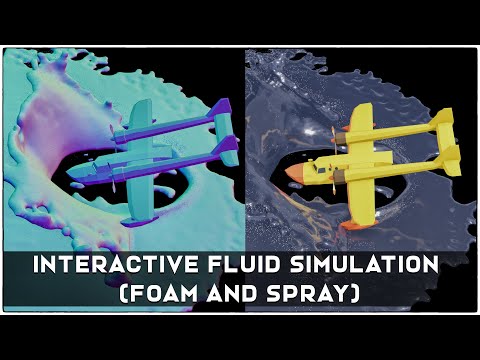 Interactive Fluid Simulation with Foam and Spray Particles | Blender 3.4