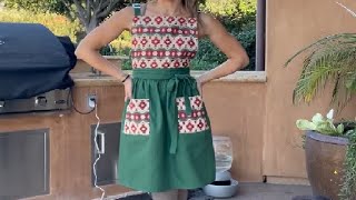 MILCIL kitchen apron with pockets, womens pinafore dress, work vintage cross back floral apron Revie